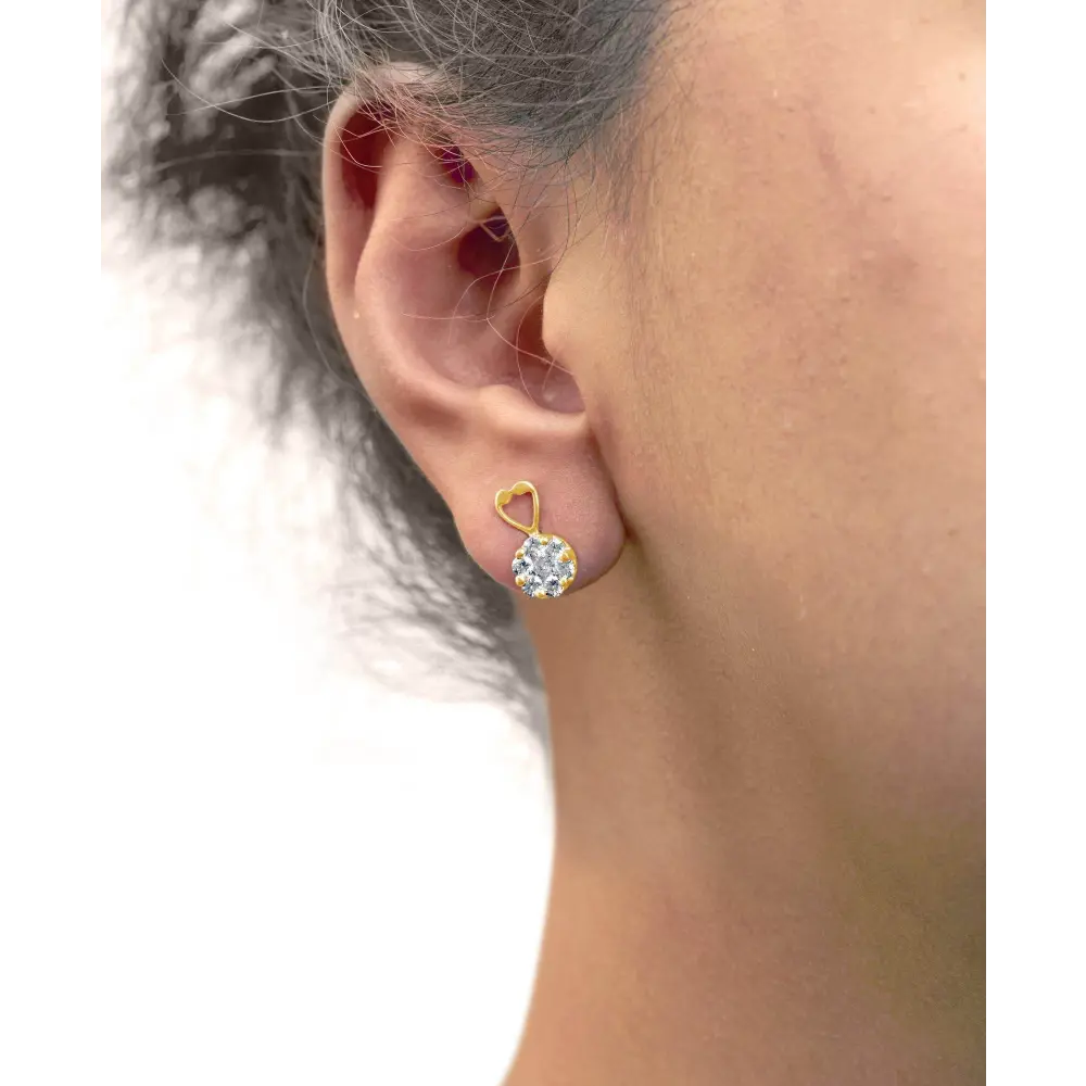 14K Yellow Gold 1ct. TDW Round-cut Diamond Earrings (I-J,SI2-I1) - Bijoux-NYC Direct