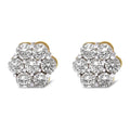 14k yellow gold 2.0 cttw diamond floral cluster screw back stud earrings bijoux-nyc direct