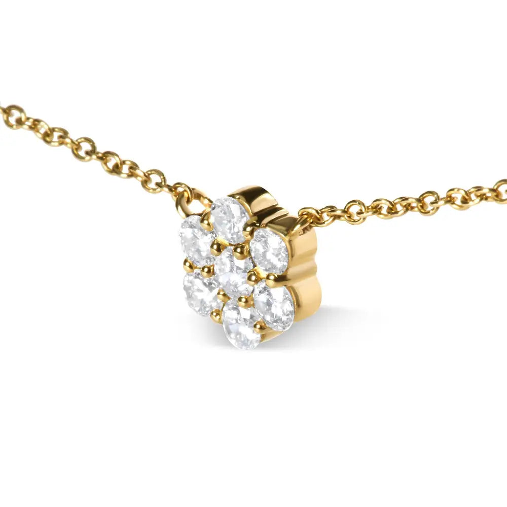 14k yellow gold 2.00 cttw diamond 5 station cluster 18 inch necklace bijoux-nyc direct