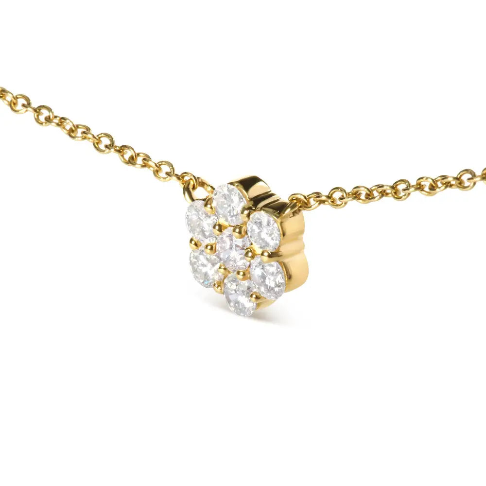 14k yellow gold 2.00 cttw diamond 5 station cluster 18 inch necklace bijoux-nyc direct