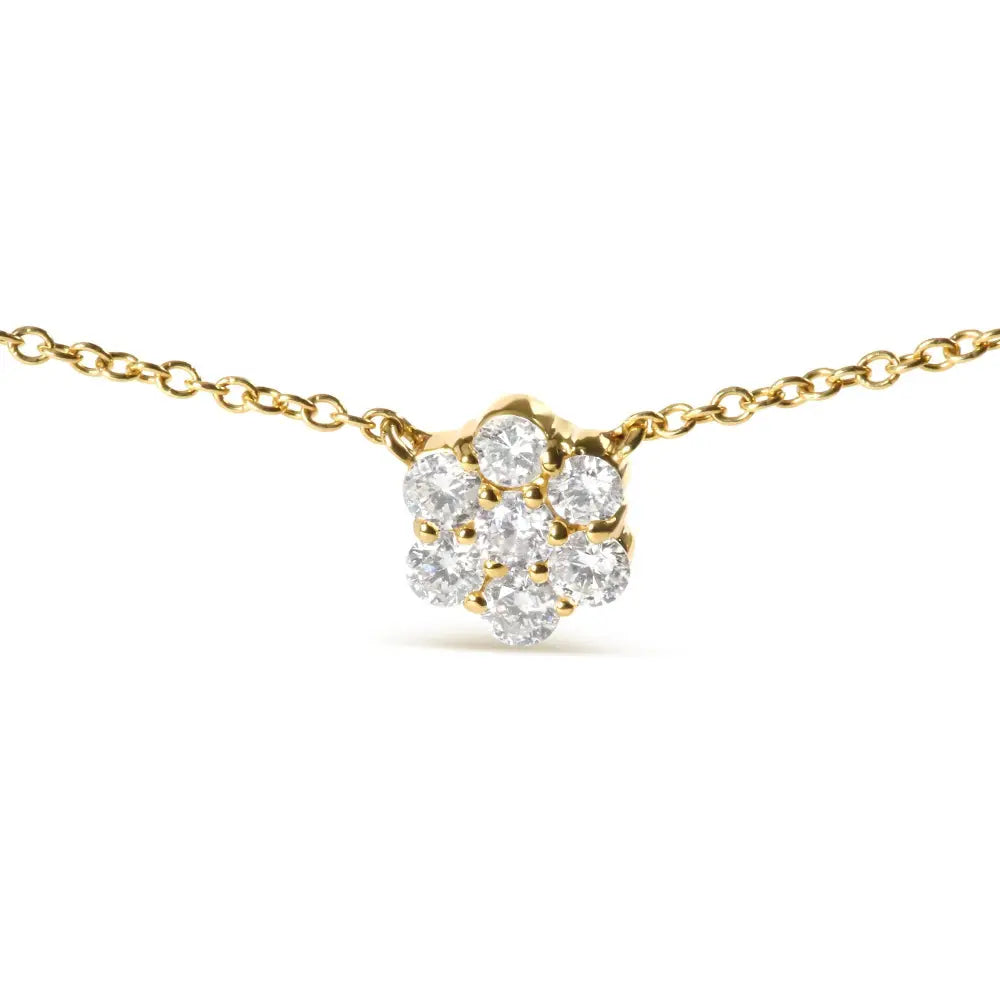 14k yellow gold 2.00 cttw diamond 5 station cluster 18 inch necklace bijoux-nyc direct