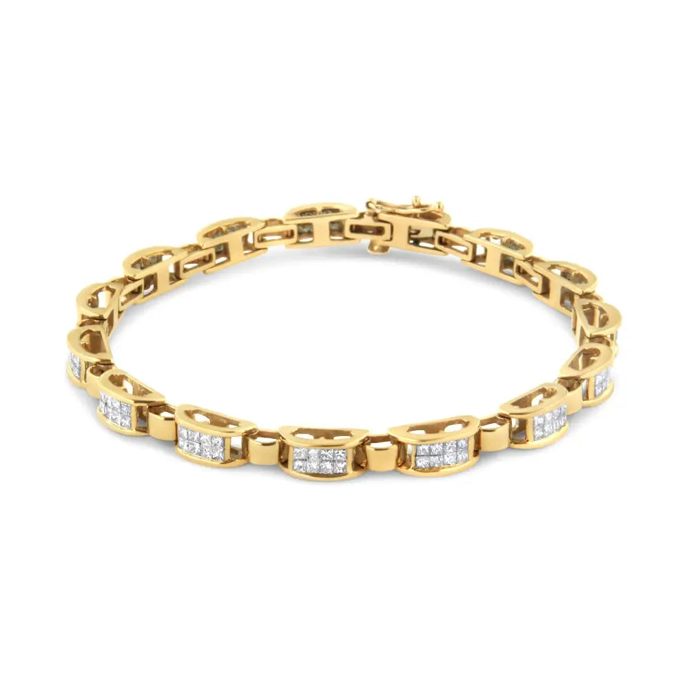 14k yellow gold 2.50 cttw princess diamond link tennis bracelet 7.25 bijoux-nyc direct