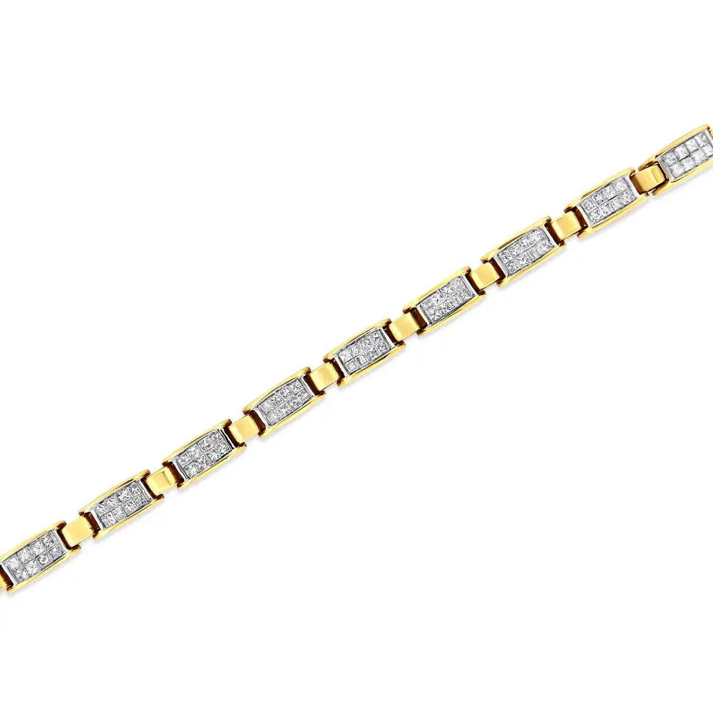14k yellow gold 2.50 cttw princess diamond link tennis bracelet 7.25 bijoux-nyc direct
