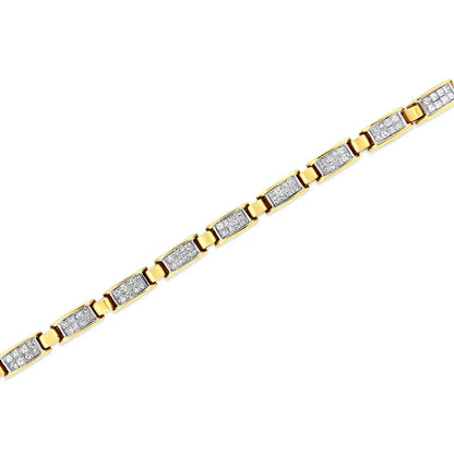 14K Yellow Gold 2 1/2 Cttw Princess-Cut Diamond Link Tennis Bracelet (H-I Color, SI2-I1 Clarity) - 7.25" - Bijoux-NYC Direct