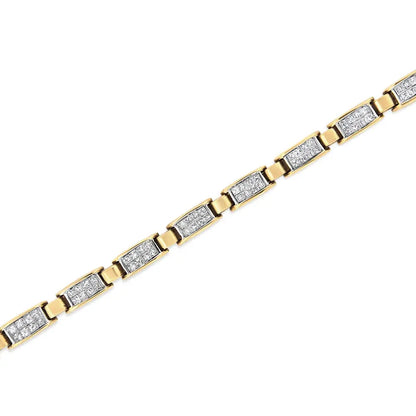 14K Yellow Gold 2 1/2 Cttw Princess-Cut Diamond Link Tennis Bracelet (H-I Color, SI2-I1 Clarity) - 7.25" - Bijoux-NYC Direct