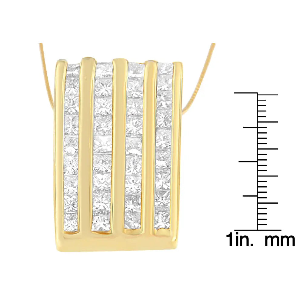 14k yellow gold 2 1/3 cttw princess cut diamond block pendant necklace bijoux-nyc direct