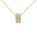 14k yellow gold 2 1/3 cttw princess cut diamond block pendant necklace bijoux-nyc direct