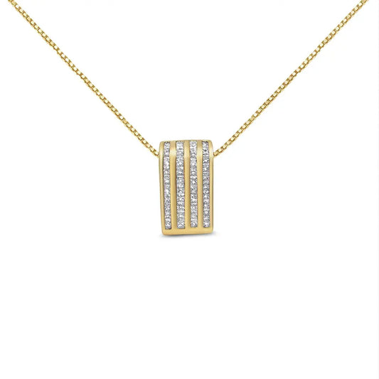 14K Yellow Gold 2 1/3 cttw Princess Cut Diamond Block Pendant Necklace (H-I, SI1-SI2) - Bijoux-NYC Direct