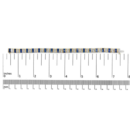 14k yellow gold 2/5 cttw diamond & 8.0 baguette cut blue sapphire alternating link bracelet (g h color vs1 vs2 clarity) 7’’