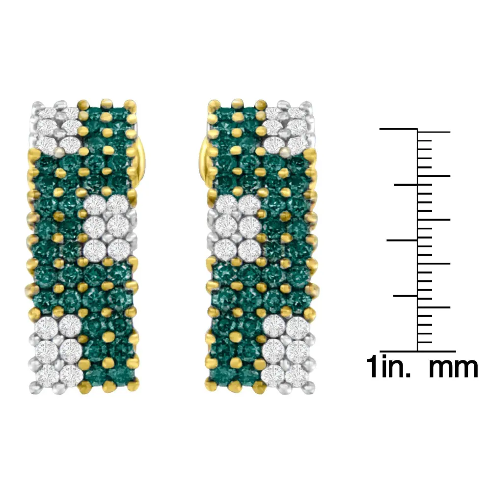 14K Yellow Gold 2 cttw White and Treated Blue Diamond Earrings (H-I, SI1-SI2) - Bijoux-NYC Direct