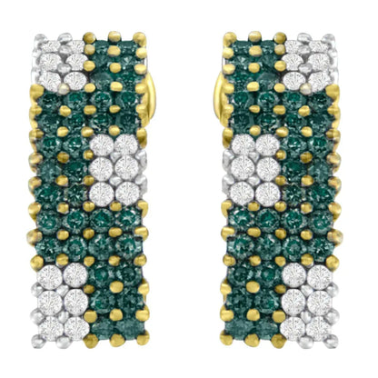 14K Yellow Gold 2 cttw White and Treated Blue Diamond Earrings (H-I, SI1-SI2) - Bijoux-NYC Direct