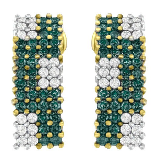 14K Yellow Gold 2 cttw White and Treated Blue Diamond Earrings (H-I, SI1-SI2) - Bijoux-NYC Direct