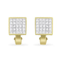 14k yellow gold 3.20ctw princess cut diamond invisible set huggy earrings bijoux-nyc direct