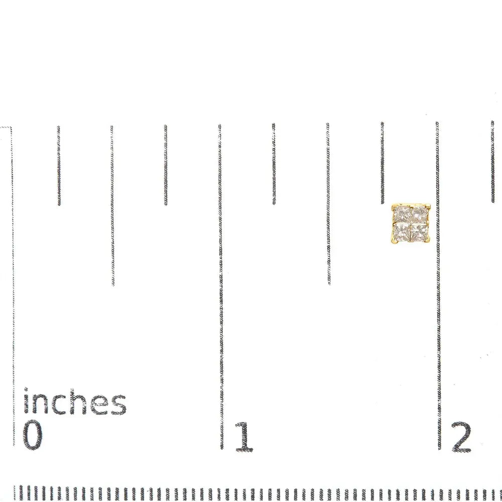 14K Yellow Gold 3/4 Cttw Invisible Set Princess-Cut Diamond 4 Stone Square Stud Earrings (J-K Color, SI2-I1 Clarity) - Bijoux-NYC Direct