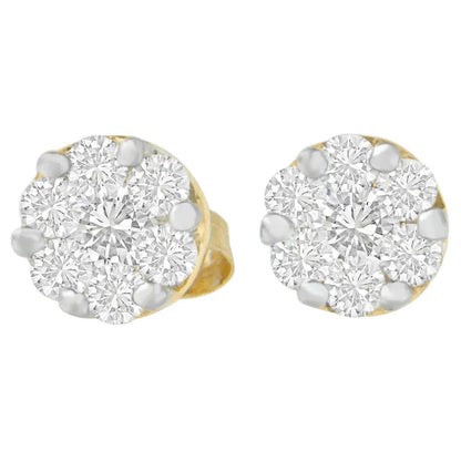 14K Yellow Gold 3/4 cttw Round Cut Diamond Stud Earring (I-J, SI2-I1) - Bijoux-NYC Direct