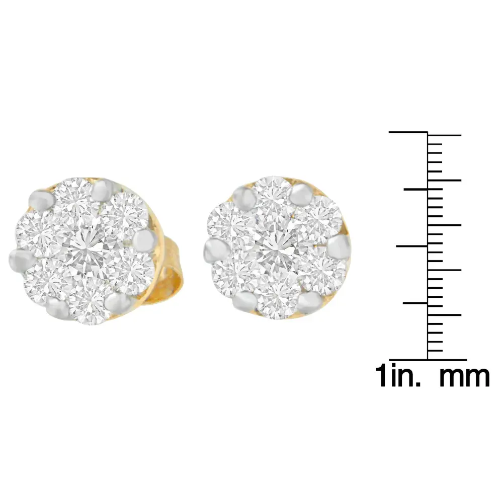 14K Yellow Gold 3/4 cttw Round Cut Diamond Stud Earring (I-J, SI2-I1) - Bijoux-NYC Direct