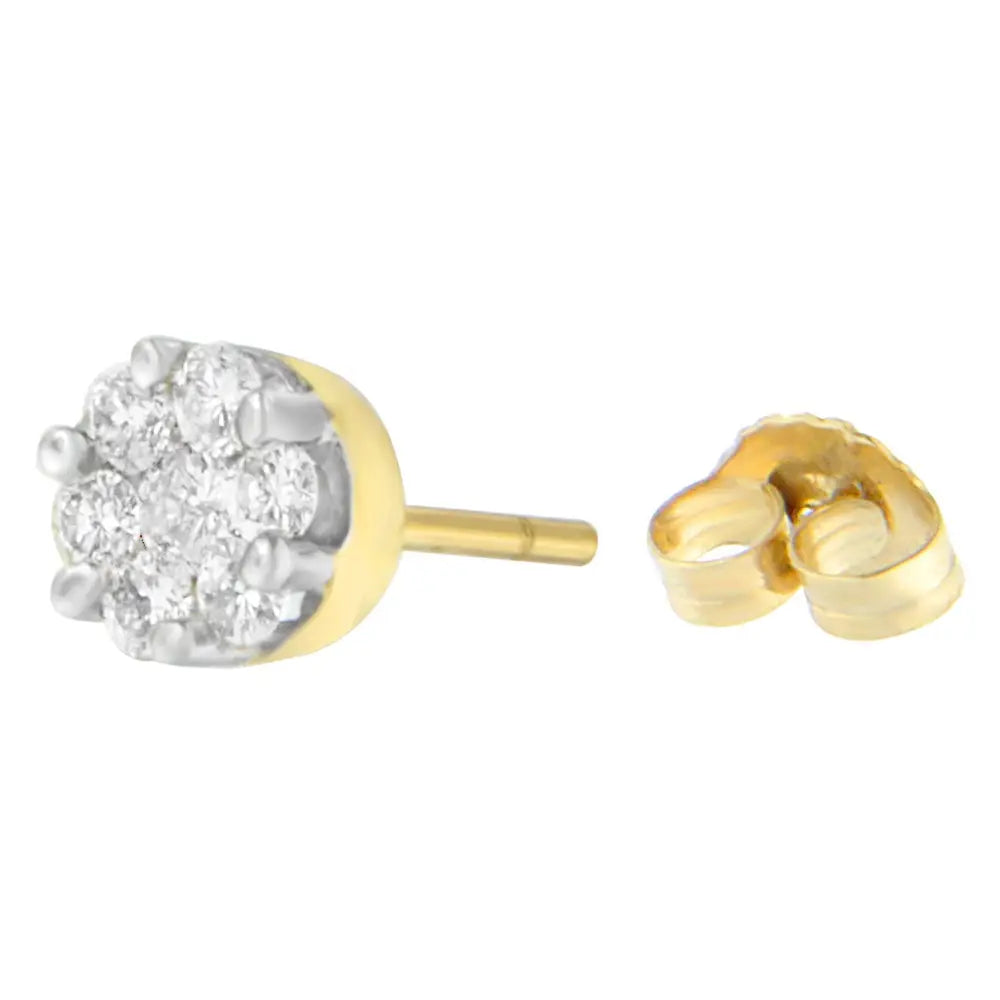 14k yellow gold 0.81 cttw round cut diamond stud earrings bijoux-nyc direct
