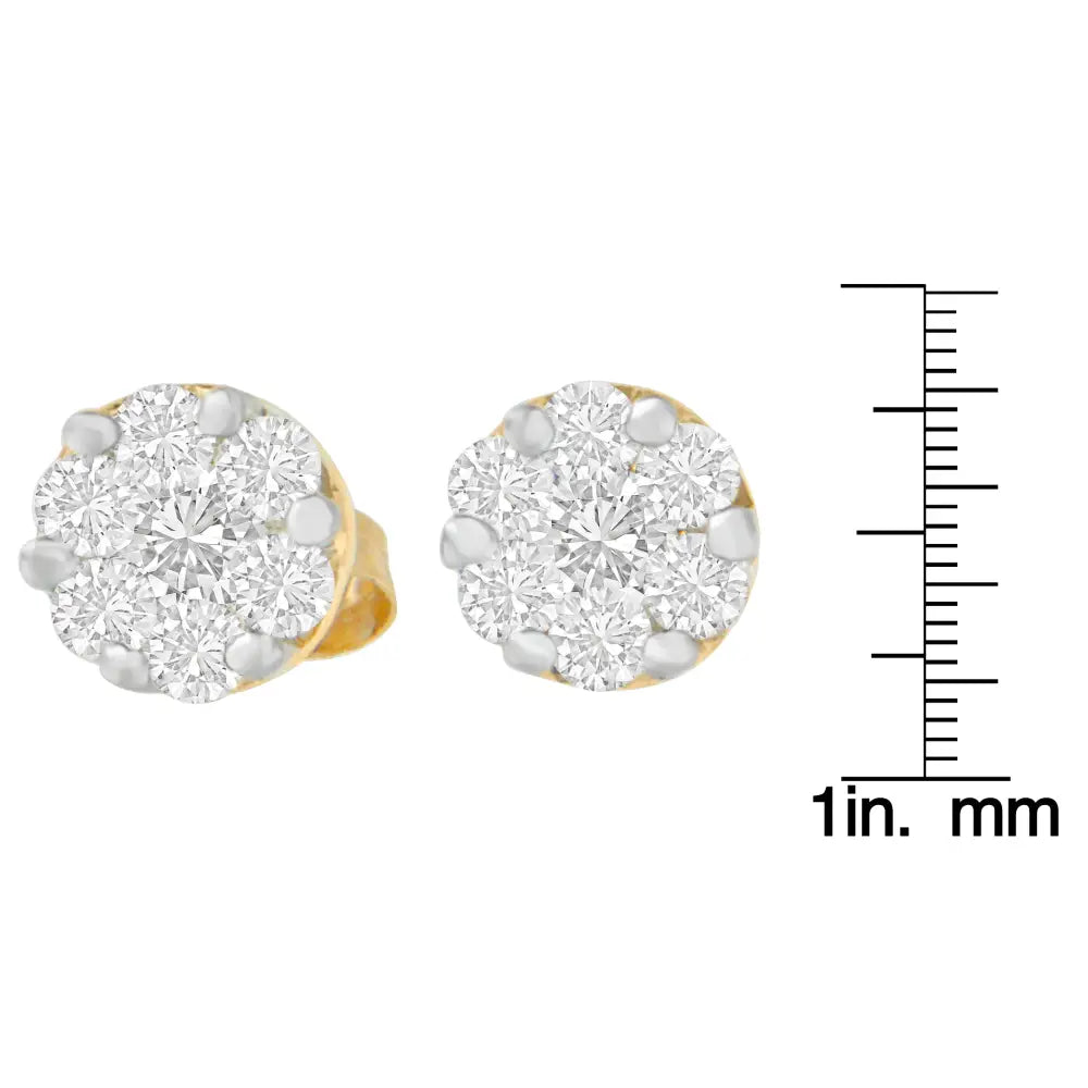 14k yellow gold 0.81 cttw round cut diamond stud earrings bijoux-nyc direct