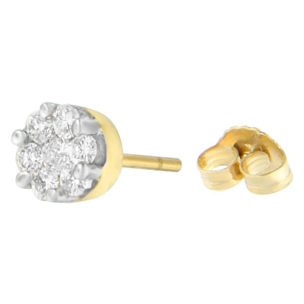 14K Yellow Gold 3/4 cttw Round Cut Diamond Stud Earring (I-J, SI2-I1) - Bijoux-NYC Direct