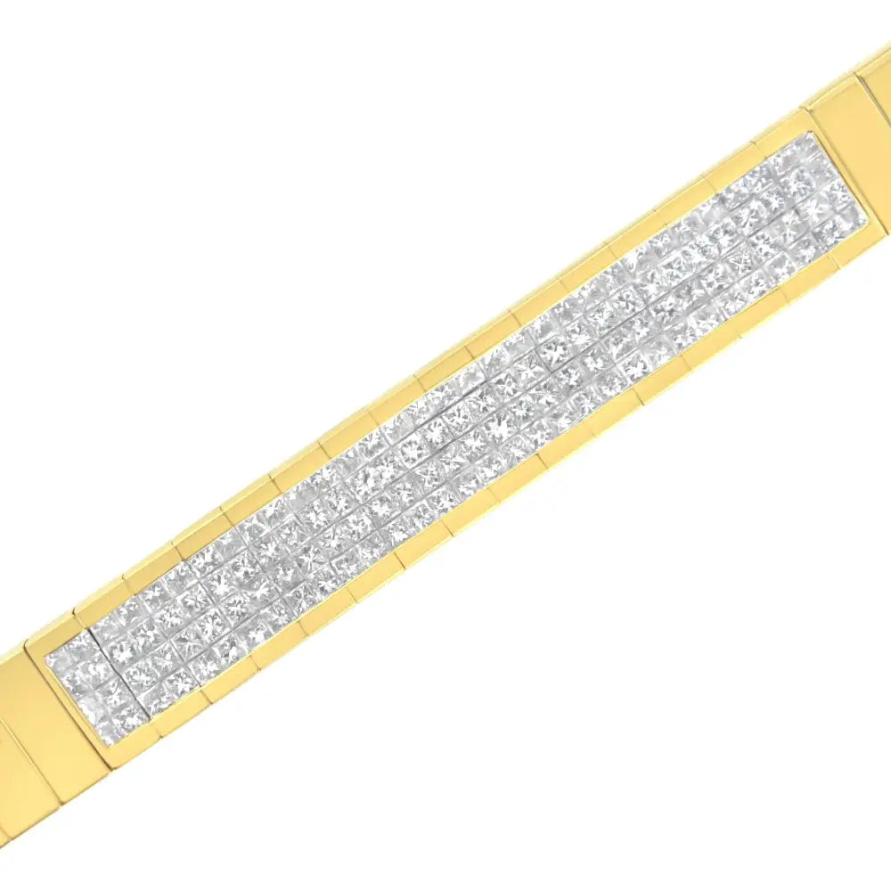 Princess diamond id tennis bracelet in 14k yellow gold 3 5/8 cttw 7 inch bijoux-nyc direct