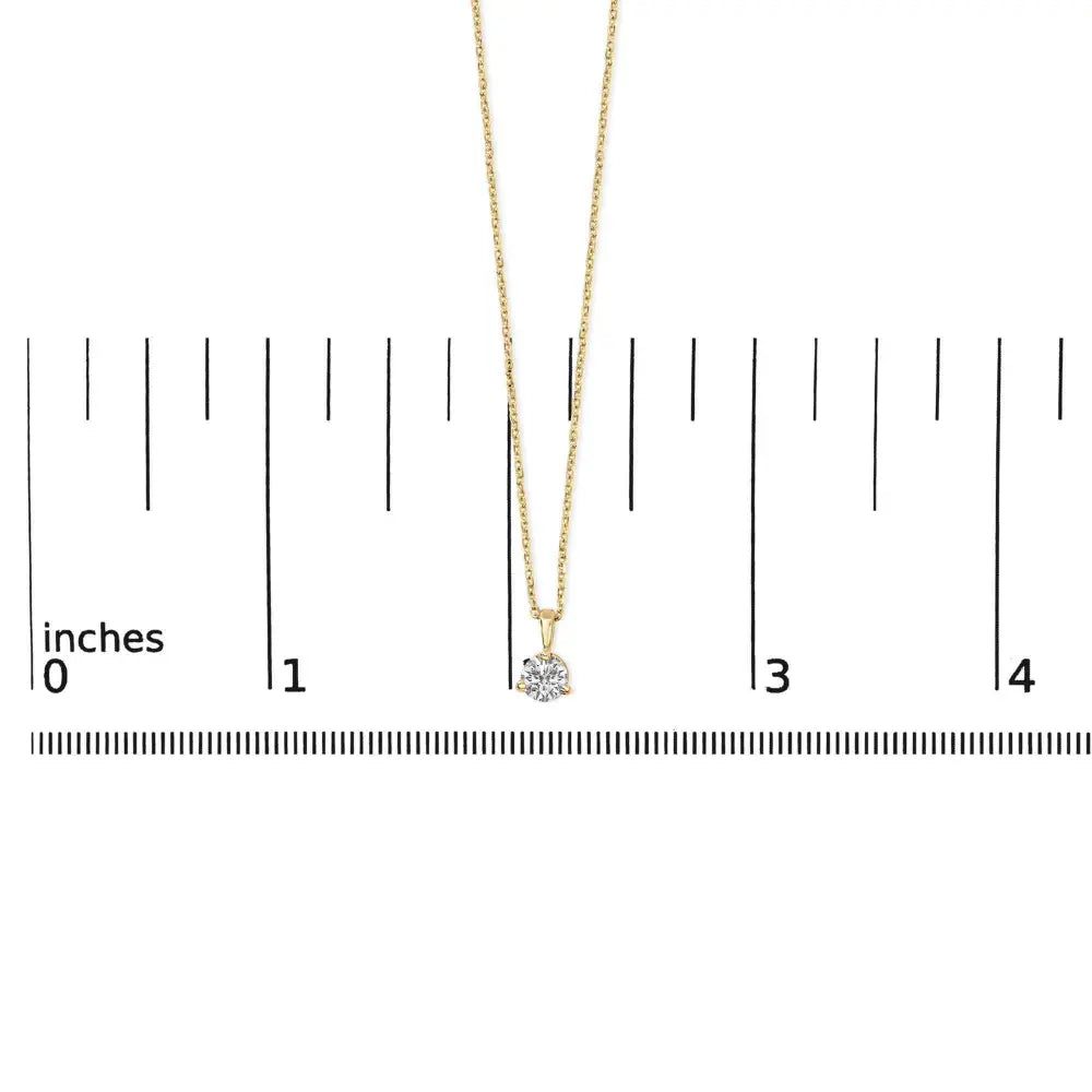 14k yellow gold 3/8 cttw 3 prong martini set round diamond solitaire pendant necklace (g h color si2 i1 clarity) 18’’ inches