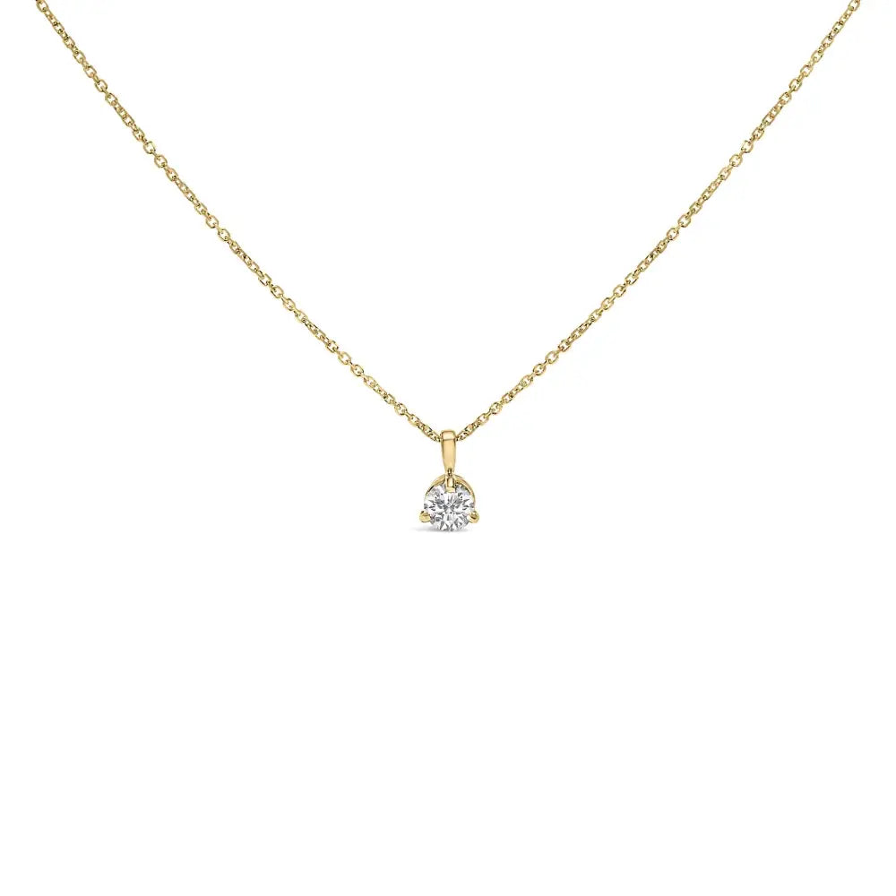 14k yellow gold 3/8 cttw round diamond martini solitaire necklace 18 bijoux-nyc direct
