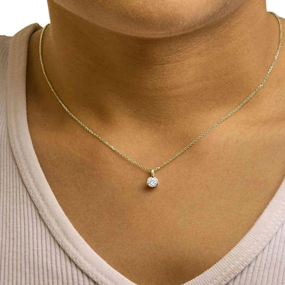 14k yellow gold 3/8 cttw 3 prong martini set round diamond solitaire pendant necklace (g h color si2 i1 clarity) 18’’ inches