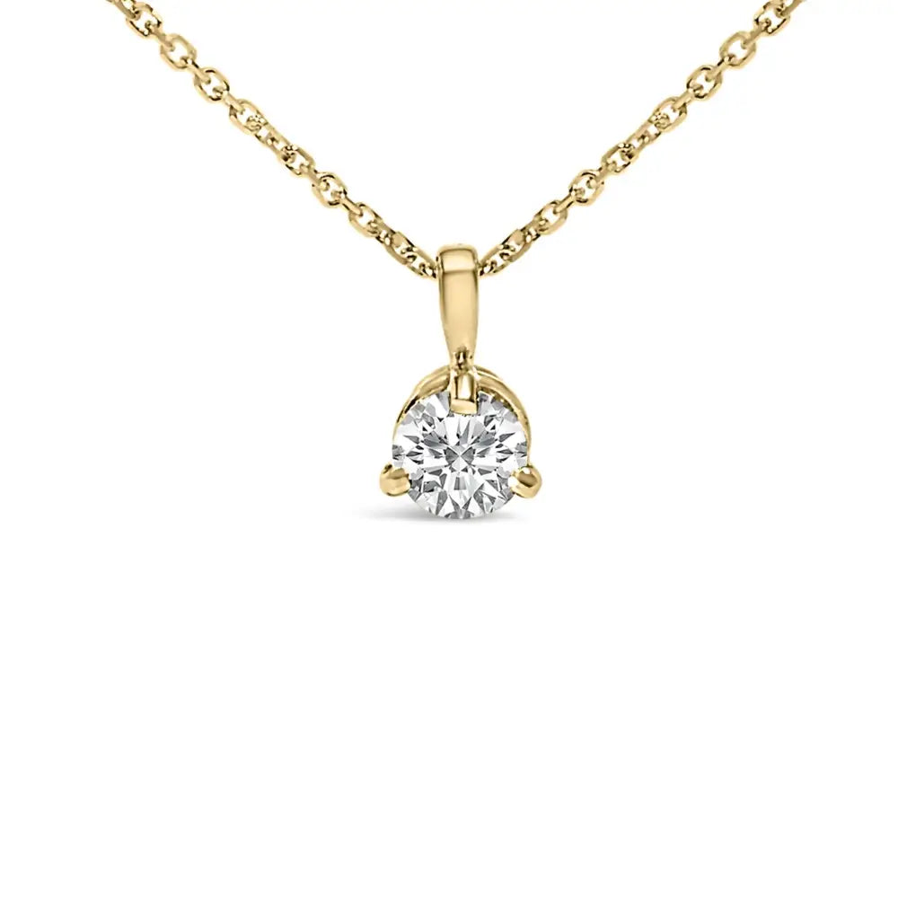 14k yellow gold 3/8 cttw round diamond martini solitaire necklace 18 bijoux-nyc direct