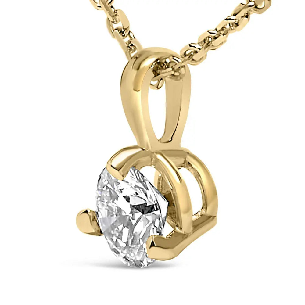 14k yellow gold 3/8 cttw 3 prong martini set round diamond solitaire pendant necklace (g h color si2 i1 clarity) 18’’ inches