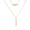 14k yellow gold 3/8 cttw diamond marquise and bar paper clip necklace bijoux-nyc direct