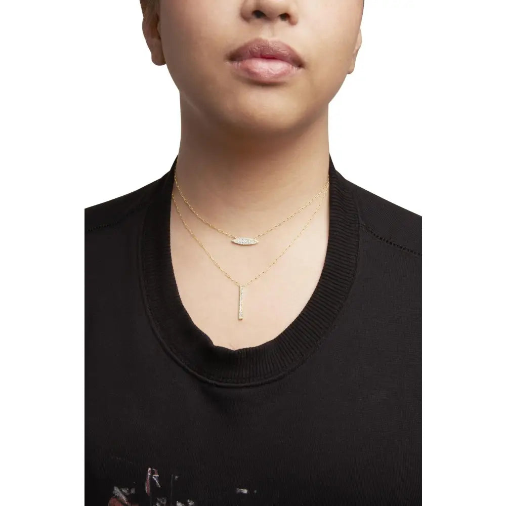 14k yellow gold 3/8 cttw diamond marquise and bar paper clip necklace bijoux-nyc direct