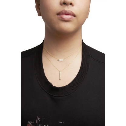 14k yellow gold 3/8 cttw two strand marquise and bar charm paper clip link pendant necklace (i j color i1 i2 clarity) 18’’ 20’’