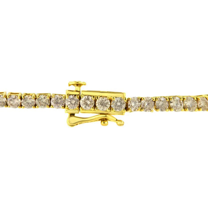 14K Yellow Gold 4.0 Cttw Round Brilliant Cut Diamond Prong Set Classic Tennis Bracelet (J-K Color, SI2-I1 Clarity) - 7" - Bijoux-NYC Direct