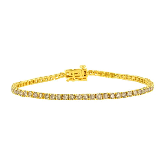 14K Yellow Gold 4.0 Cttw Round Brilliant Cut Diamond Prong Set Classic Tennis Bracelet (J-K Color, SI2-I1 Clarity) - 7" - Bijoux-NYC Direct