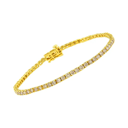 14K Yellow Gold 4.0 Cttw Round Brilliant Cut Diamond Prong Set Classic Tennis Bracelet (J-K Color, SI2-I1 Clarity) - 7" - Bijoux-NYC Direct