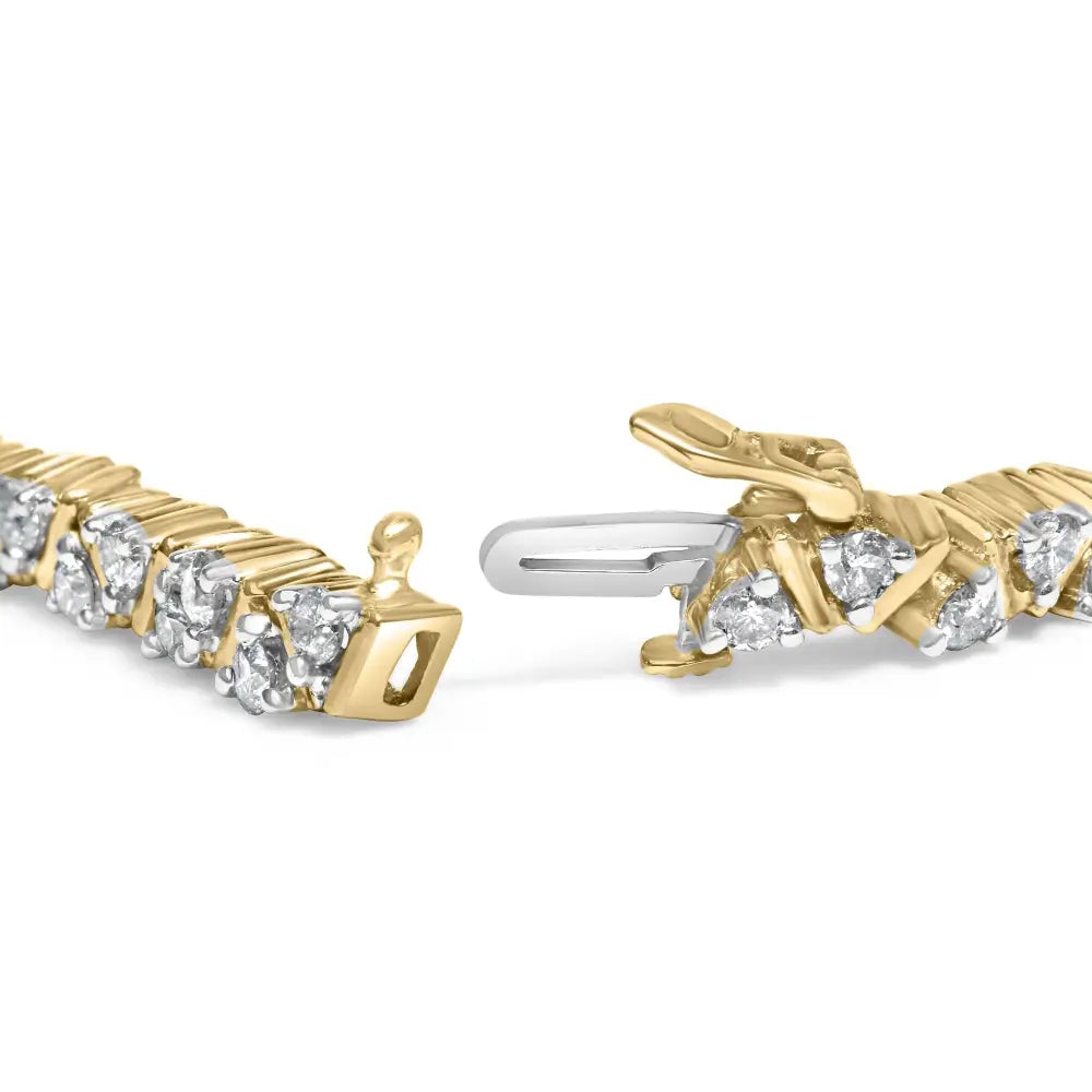 14k yellow gold 4.00 cttw diamond triangle link tennis bracelet 7 bijoux-nyc direct