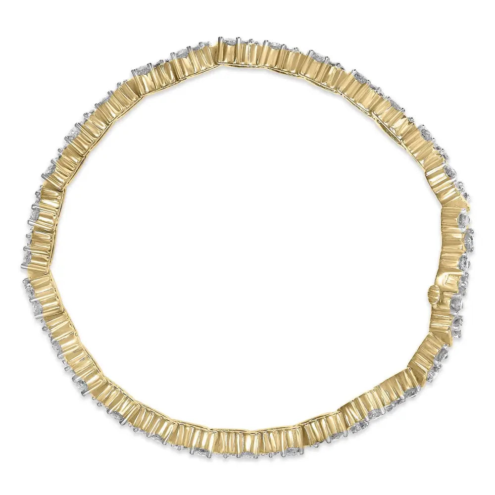 14k yellow gold 4.00 cttw diamond triangle link tennis bracelet 7 bijoux-nyc direct