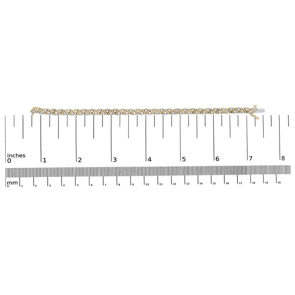 14k yellow gold 4.00 cttw diamond triangle link tennis bracelet 7 bijoux-nyc direct