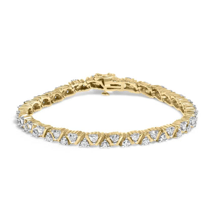 14k yellow gold 4.00 cttw diamond triangle link tennis bracelet (h i color i1 i2 clarity) 7’’ inches bracelets/bracelet/link