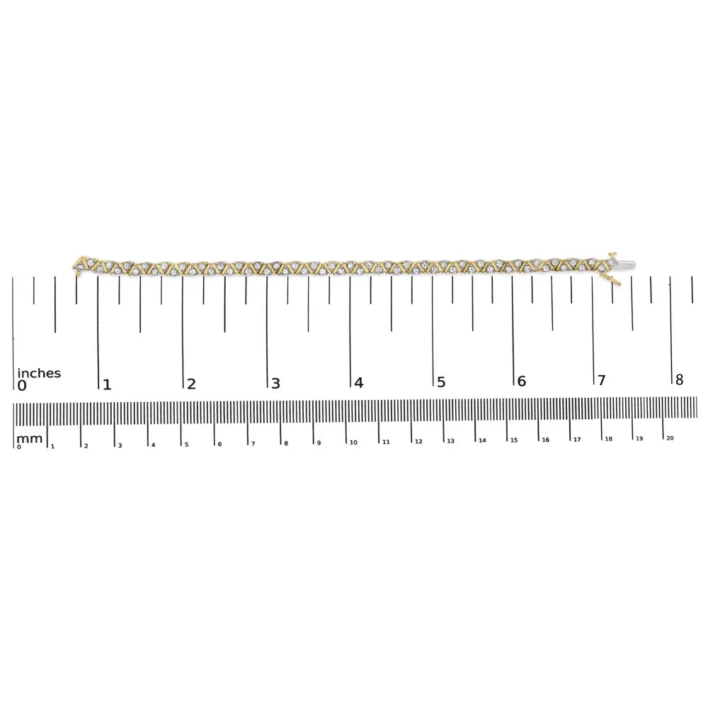 14k yellow gold 4.00 cttw diamond triangle link tennis bracelet (h i color i1 i2 clarity) 7’’ inches bracelets/bracelet/link