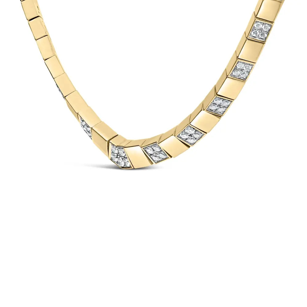 14k yellow gold 4/5 cttw diamond cluster and bar set link 3.5 mm chain necklace (g h color vs1 vs2 clarity) 16’’ inches