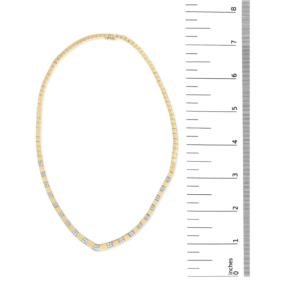 14k yellow gold 4/5 cttw diamond cluster and bar set link 3.5 mm chain necklace (g h color vs1 vs2 clarity) 16’’ inches