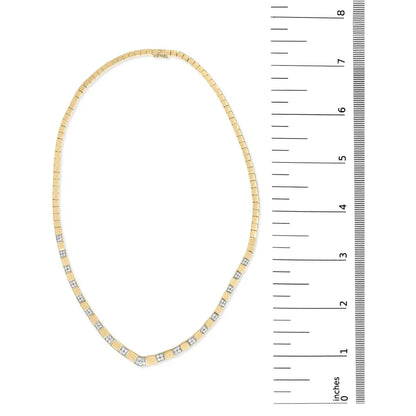 14k yellow gold 4/5 cttw diamond cluster and bar set link 3.5 mm chain necklace (g h color vs1 vs2 clarity) 16’’ inches