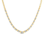 14k yellow gold 4/5 cttw diamond cluster and bar set link 3.5 mm chain necklace (g h color vs1 vs2 clarity) 16’’ inches