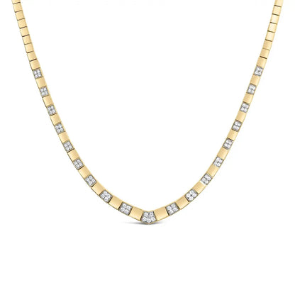 14k yellow gold 4/5 cttw diamond cluster and bar set link 3.5 mm chain necklace (g h color vs1 vs2 clarity) 16’’ inches