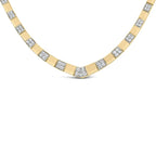 14k yellow gold 4/5 cttw diamond cluster and bar set link 3.5 mm chain necklace (g h color vs1 vs2 clarity) 16’’ inches