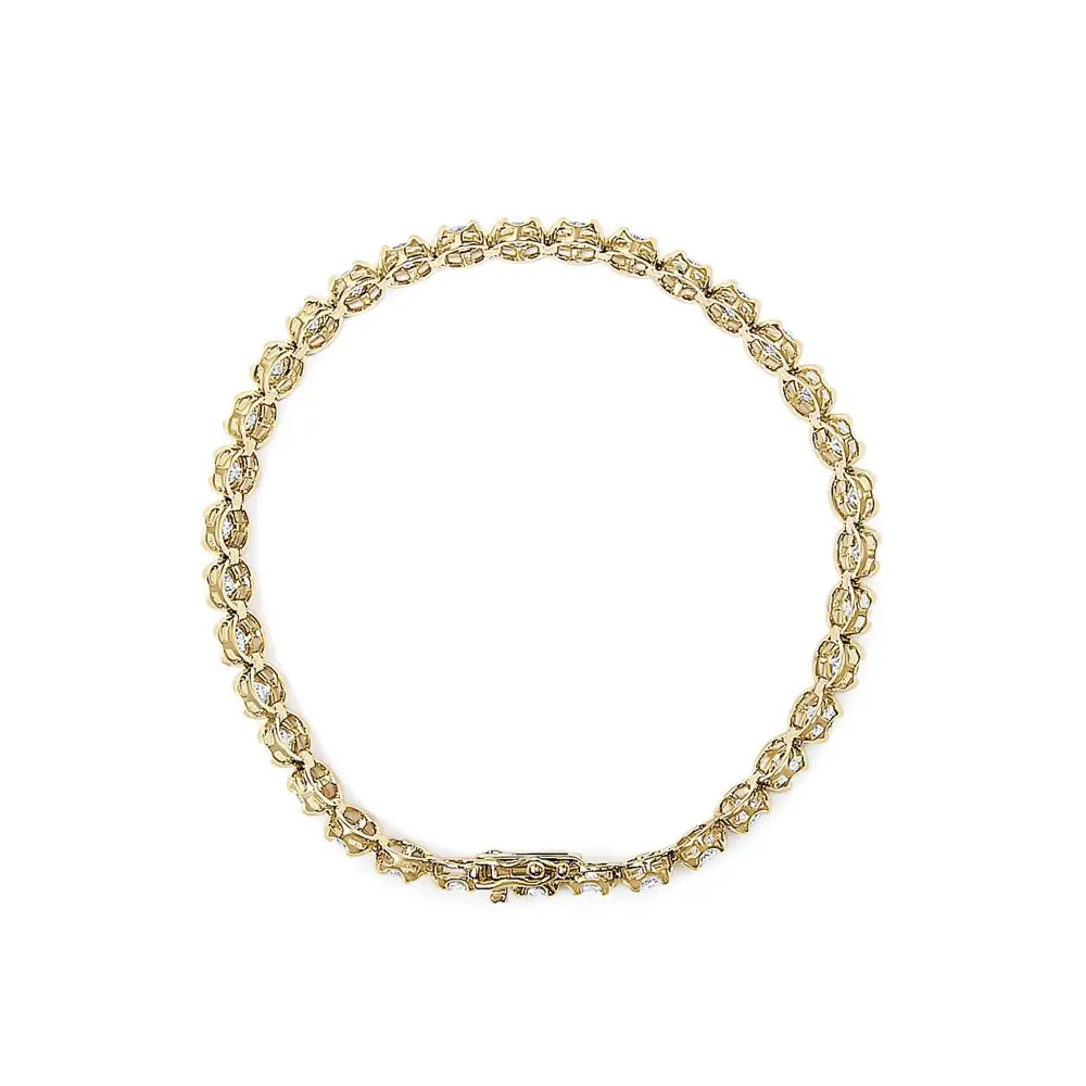 14k yellow gold 5.0 cttw round diamond scalloped link tennis bracelet bijoux-nyc direct
