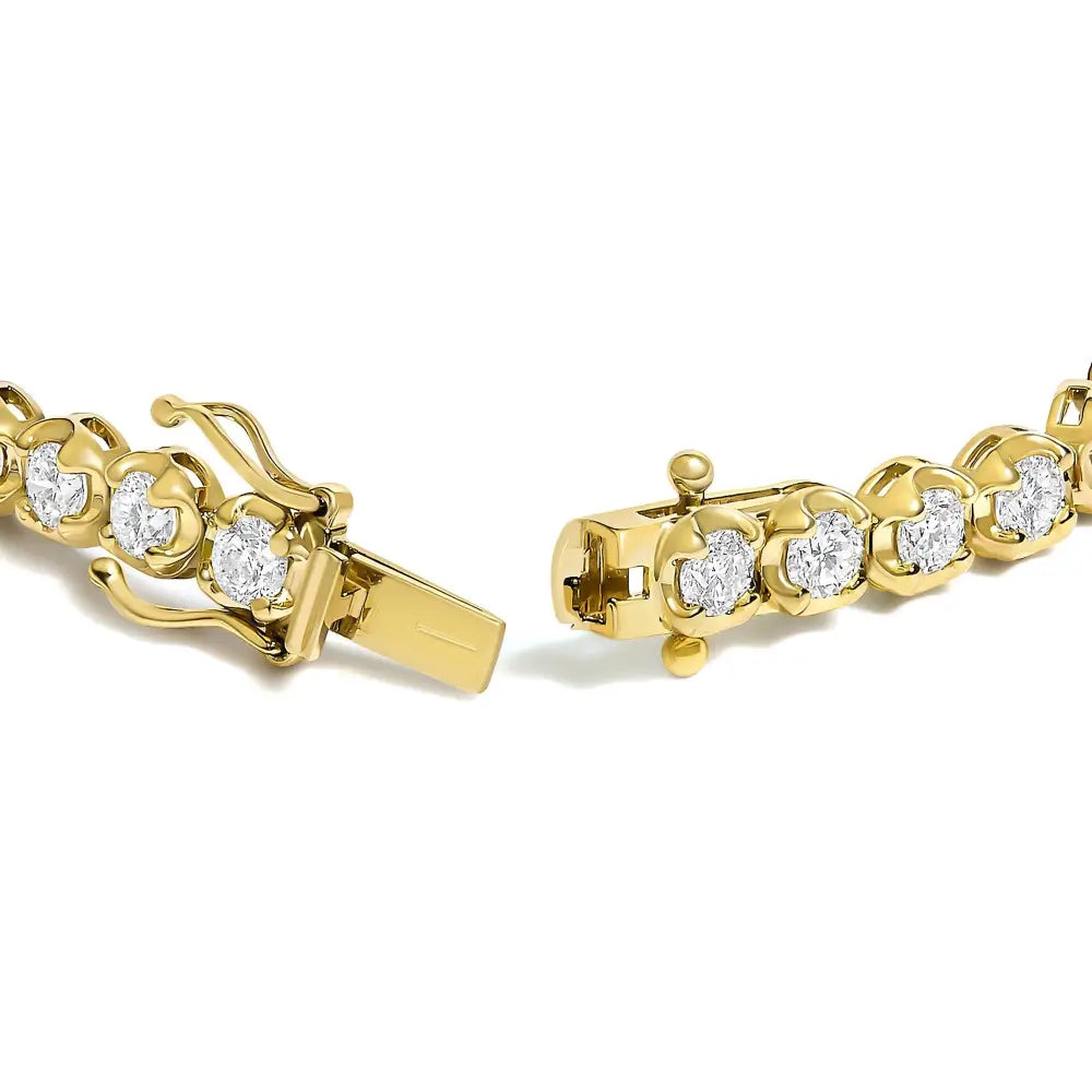 14k yellow gold 5.0 cttw round diamond scalloped link tennis bracelet bijoux-nyc direct
