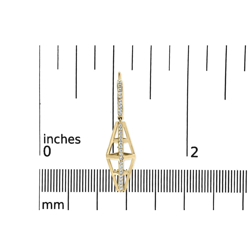 14k yellow gold 5/8 cttw diamond geometric pillar dangle earrings bijoux-nyc direct
