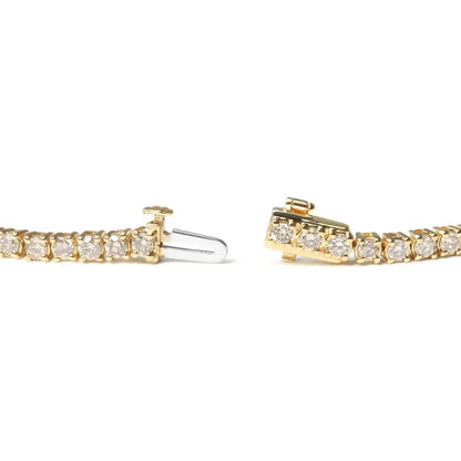14K Yellow Gold 6.0 Cttw Classic 4 Prong Set Round Brilliant Cut Diamond Tennis Bracelet (K-L Color, VS2-SI1 Clarity) - 7.25" - Bijoux-NYC Direct